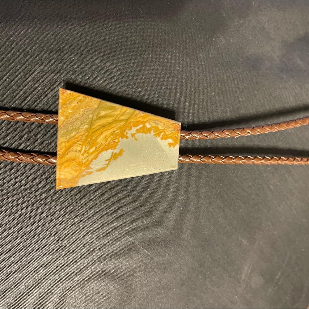 Brown Braided Necklace with Yellow Pendant